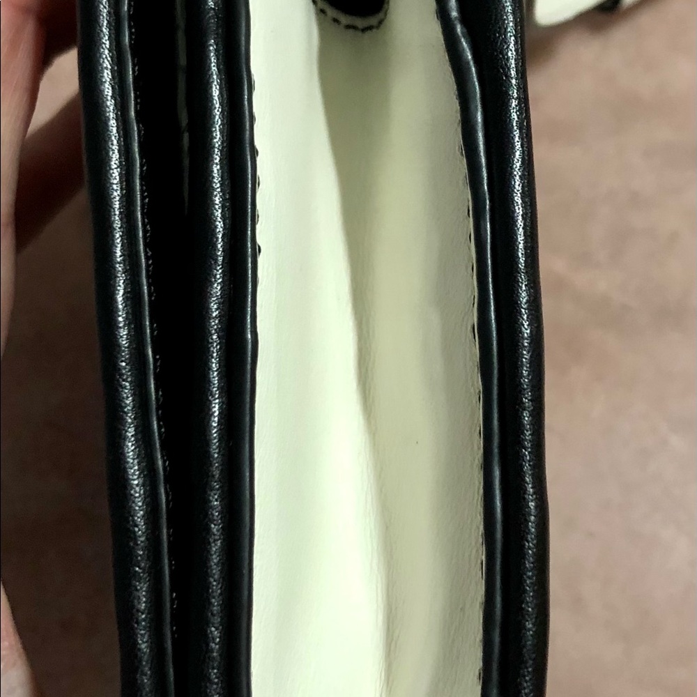 NWT Tory Burch Robinson Woven White & Black Leather Combo Purse Handbag - Picture 5 of 10